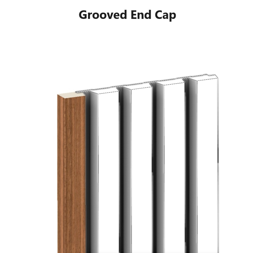 Product cut out image of Camden Walnut Slatted Panel Grooved End Cap Trim SAN108